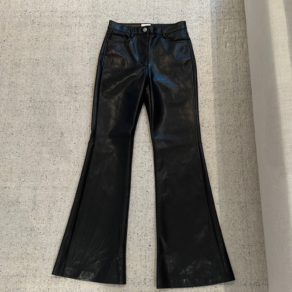 aritzia flare leather pants size 0